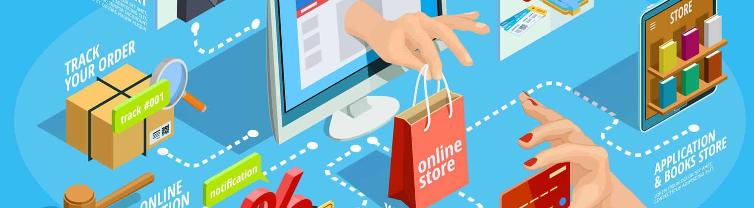 Visual representation of an online store connecting people with the power of e-commerce marketing 